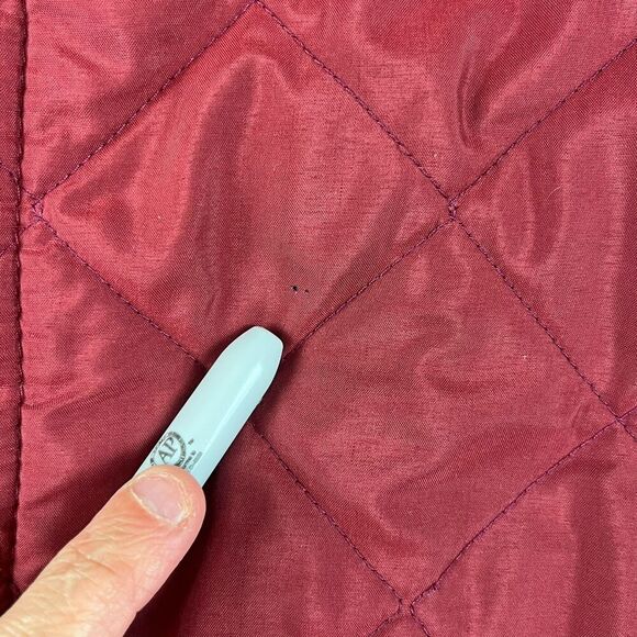 Barbour Quilted Blanket Lined Jacket Red Sz L Corduroy Collar Field Chore* - Picture 9 of 16